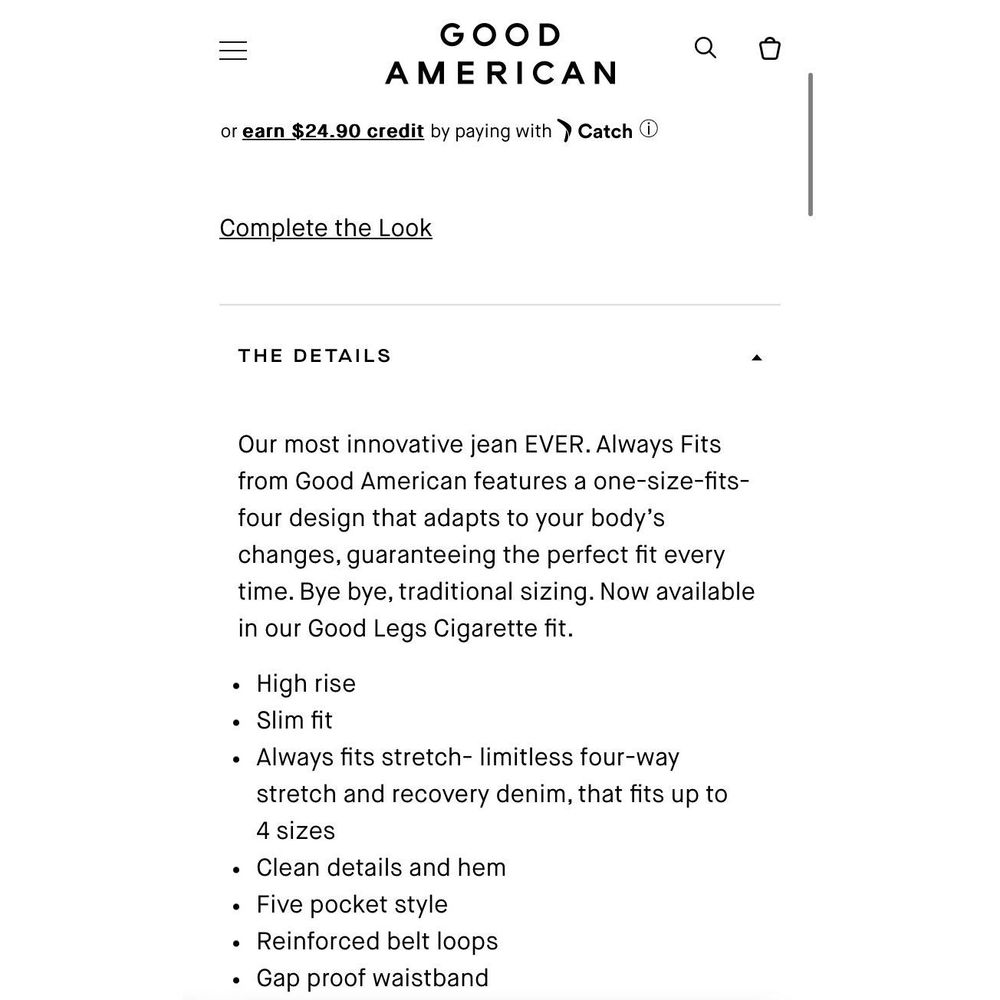 Good American Always Fits Good Legs Cigarette Jeans Women’s Size 14-18 - Picture 11 of 11